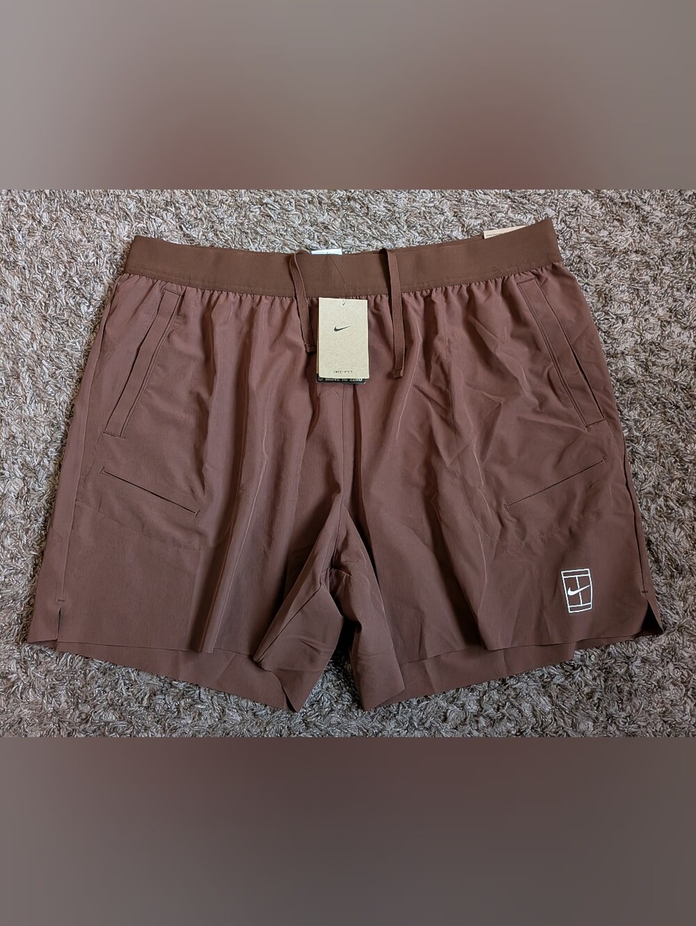 NWT Nike Tennis Court Cacao Brown Dri-Fit Standard Fit 6" Shorts Men's XL